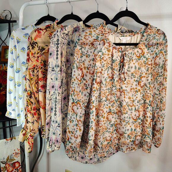 Career & Casual BOHO Floral Blouses BUNDLE XS Women's Long Sleeve MIXED LOT - Picture 1 of 9